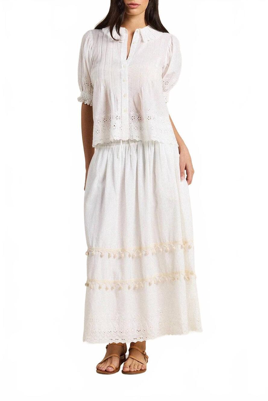 NEW TROVATA bianca midi skirt in white